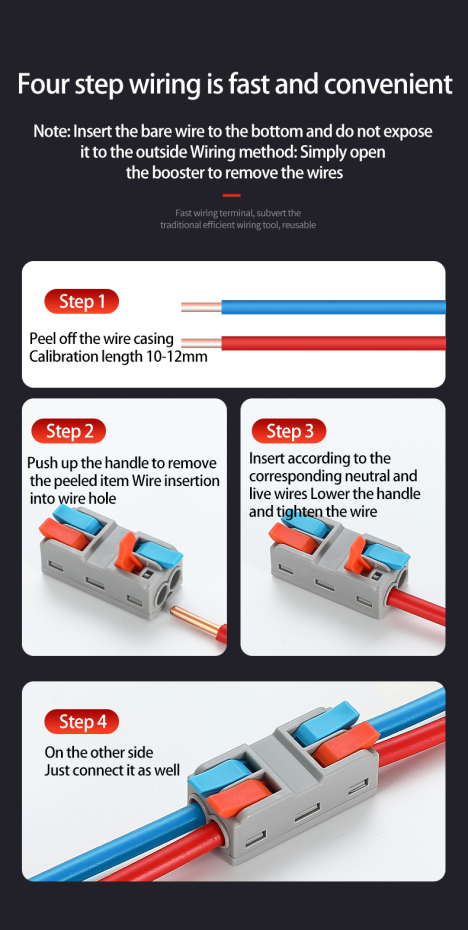 Instrukcijos, kaip naudoti „Quick Connect Terminals“